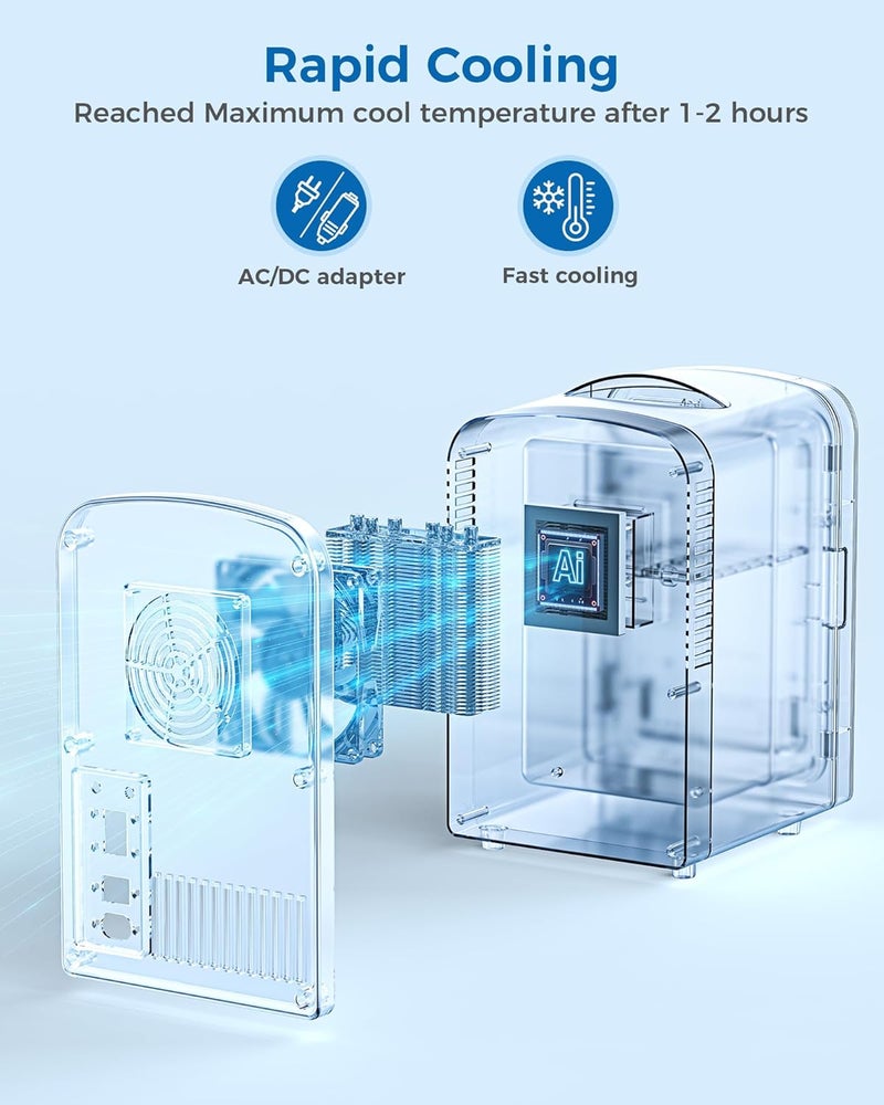 Electactic 4L/6 Cans Mini Fridge, Portable Compact Refrigerator, Small Skin Care Fridge, Food and Drinks, Small Cooler for Bedroom, Dorm, Car, Office, White - Image 4